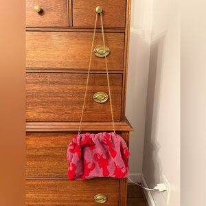 Anthropologie Red and Pink Lobster Shoulder Bag